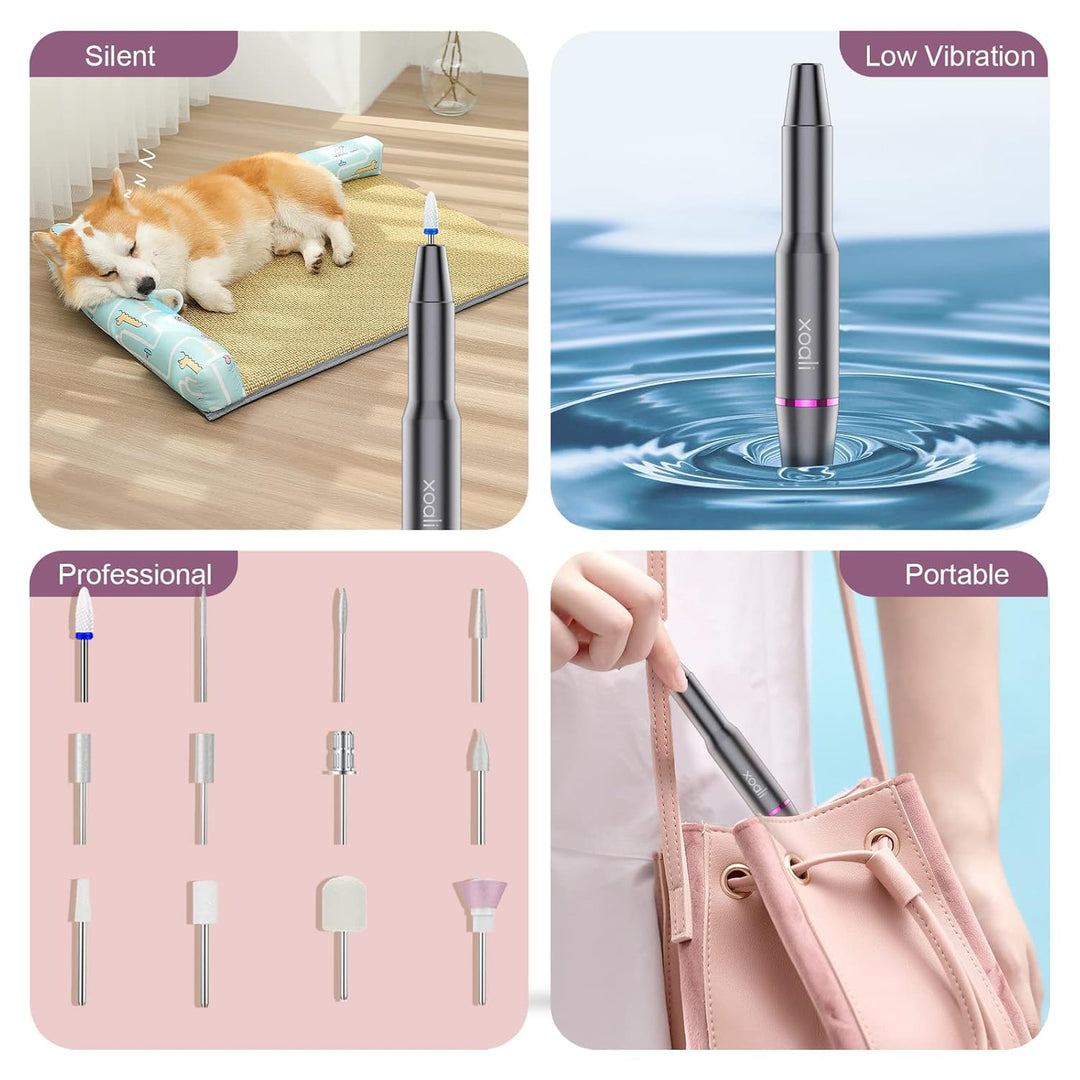 Xoali Nagelfräser 25000u/Min, 12 In 1 Professionell Elektrische Nagelfräser für Gelnägel, Verstellba