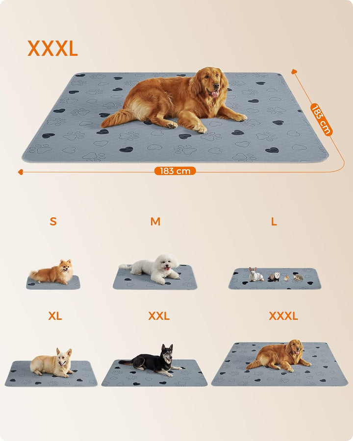 Feandrea Welpen-Unterlagen waschbar, Wiederverwendbare Matten für Hunde, 183 x 183 cm, 2er Set, XXL,