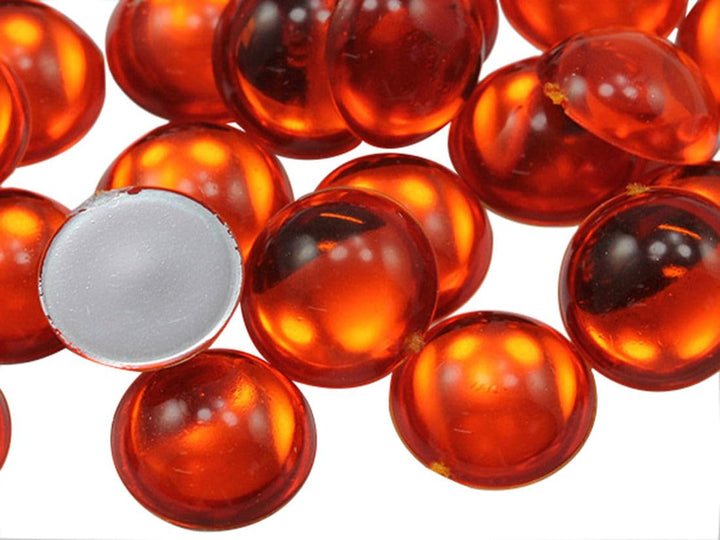 Allstarco 25mm (1") Hyazinth-Orange, runde Acryl-Cabochons, 12 Stk. | Bastel-Schmucksteine, glatte g
