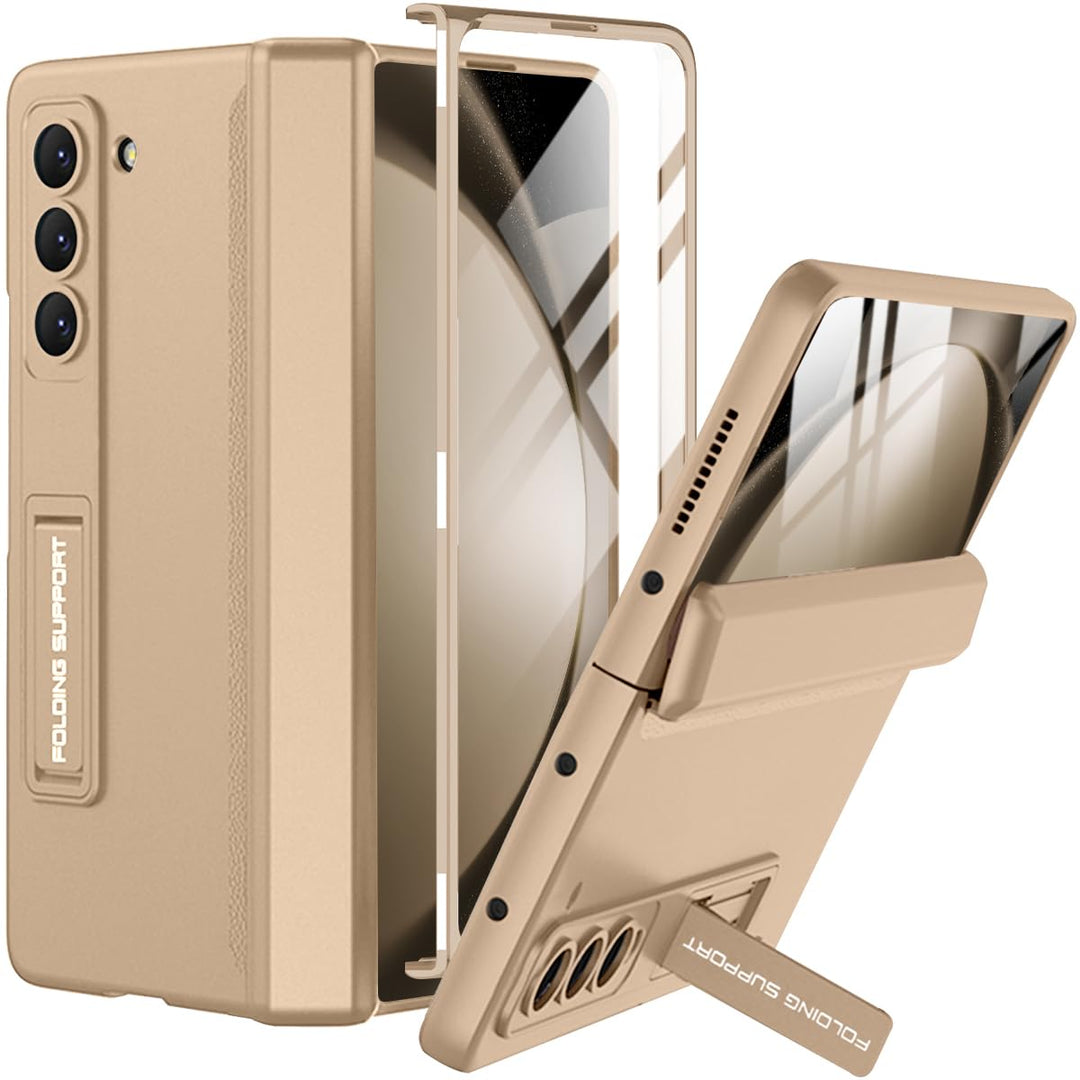 Miimall Hülle Kompatibel Mit Samsung Galaxy Z Fold 5, Robust PC Mit Displayschutz & Ständer, Anti Dr