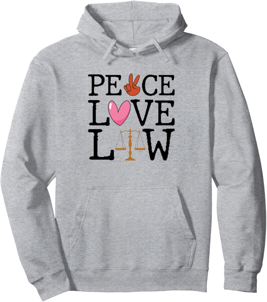 Peace Love Law Lawyer Attorney State Examination Courroom Pullover Hoodie