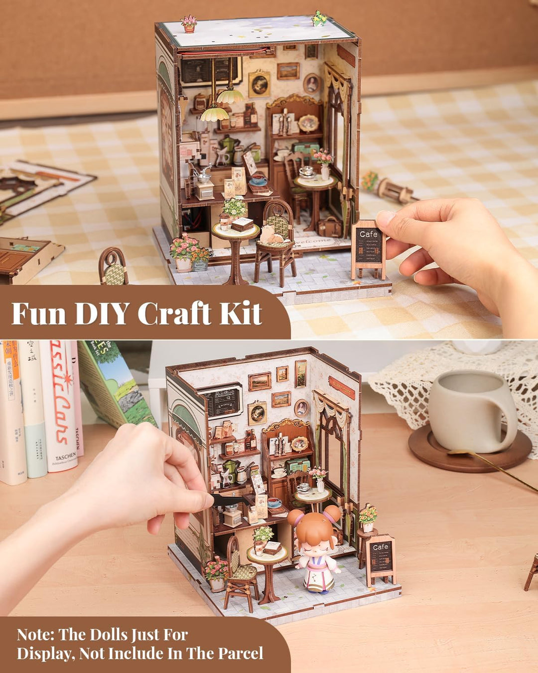 CUTEBEE Book Nook Kit – DIY Puppenhaus Häuser, Miniatur Haus Selber Bauen Bausatz für Erwachsene, 3D