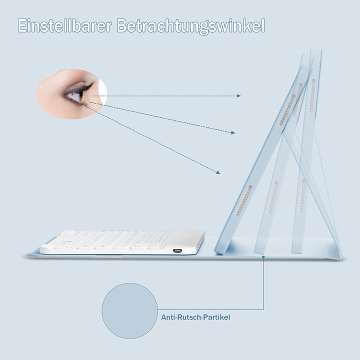 Hülle mit Tastatur für iPad Air 11 Zoll M4/M3/M2 (2026/2025/2024), iPad Air 5/4 Generation (2022/202