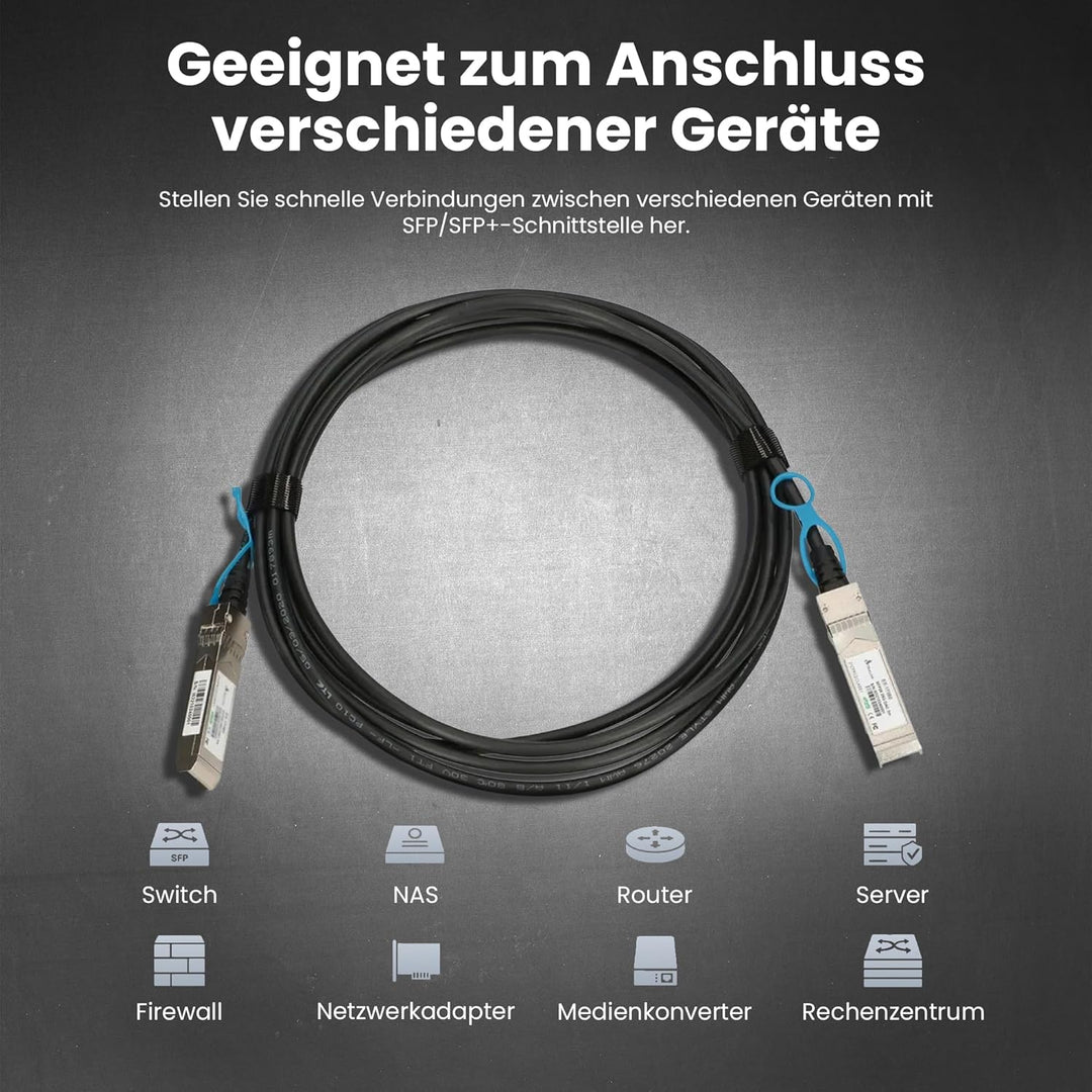 EXTRALINK DAC SFP28 Kabel 1m – Passives Twinax Kabel 25Gbit, SFP28 zu SFP28, MSA kompatibel, für Ubi