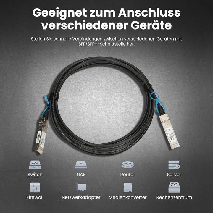 EXTRALINK DAC SFP28 Kabel 1m – Passives Twinax Kabel 25Gbit, SFP28 zu SFP28, MSA kompatibel, für Ubi