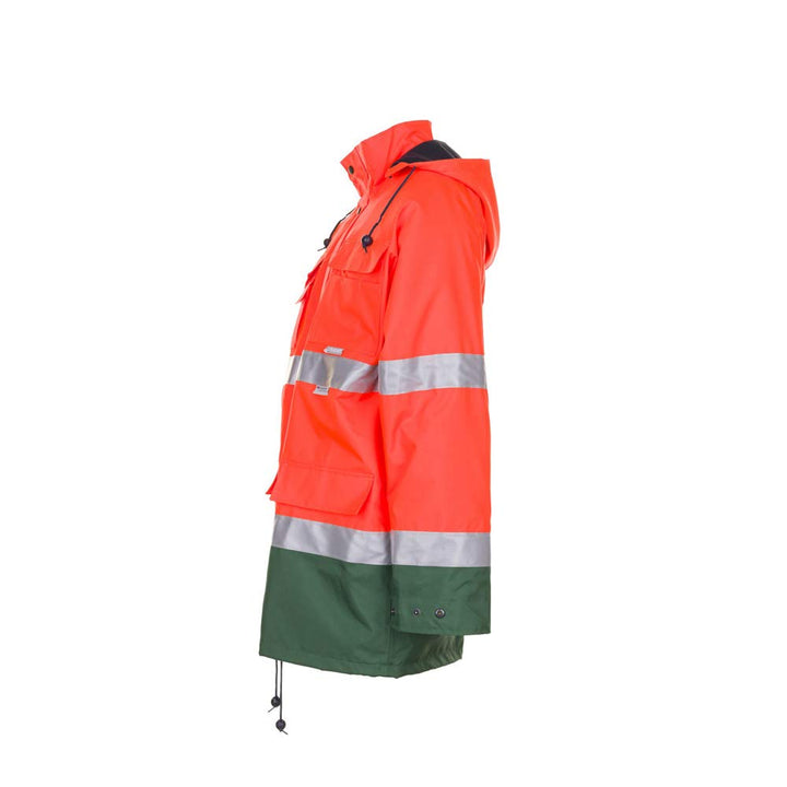 Planam Grösse XXXL Herren Warn-/Wetterschutz Parka 2-farbig orange grün Modell 2058 3XL Orange, Grün