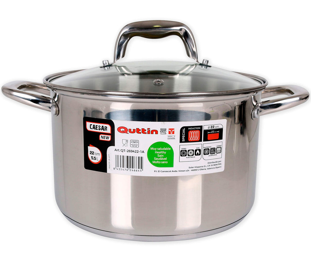 Quttin New Caesar Professioneller Kochtopf für Induktion, Küche und Backofen, mittelgrosser Kochtopf