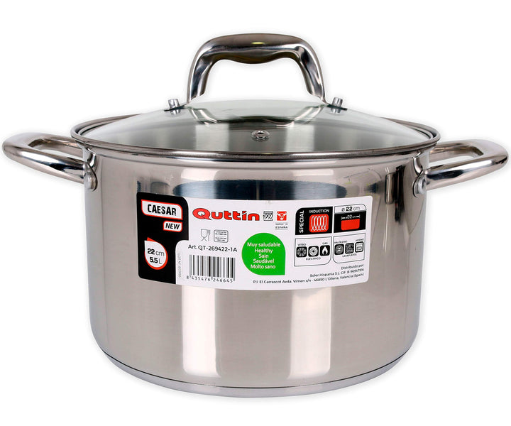 Quttin New Caesar Professioneller Kochtopf für Induktion, Küche und Backofen, mittelgrosser Kochtopf