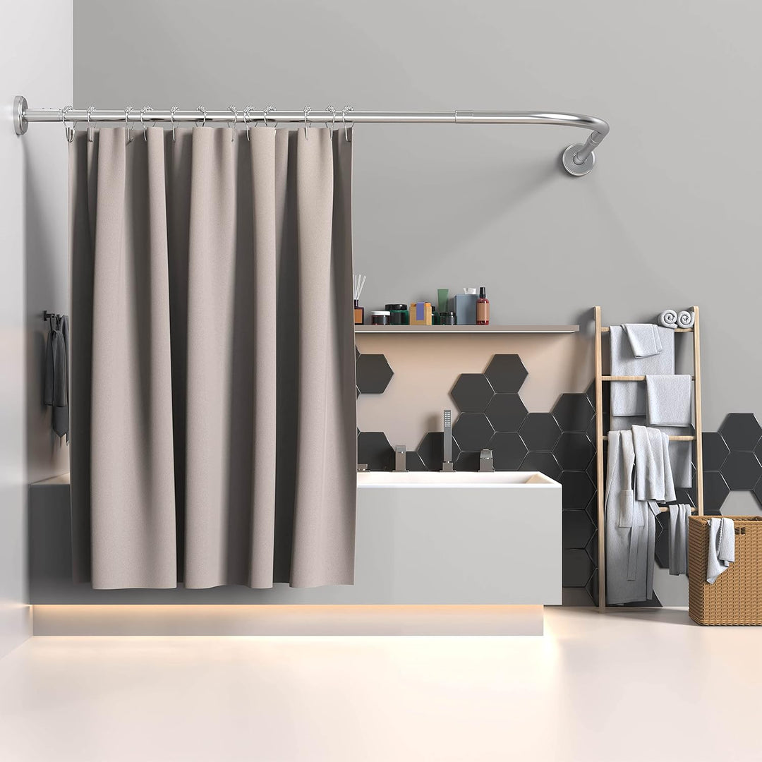 Misounda Duschvorhangstangen L Form Ecke Halterung Bohren Müssen 70-100x90-120cm Edelstahl Duschvorh