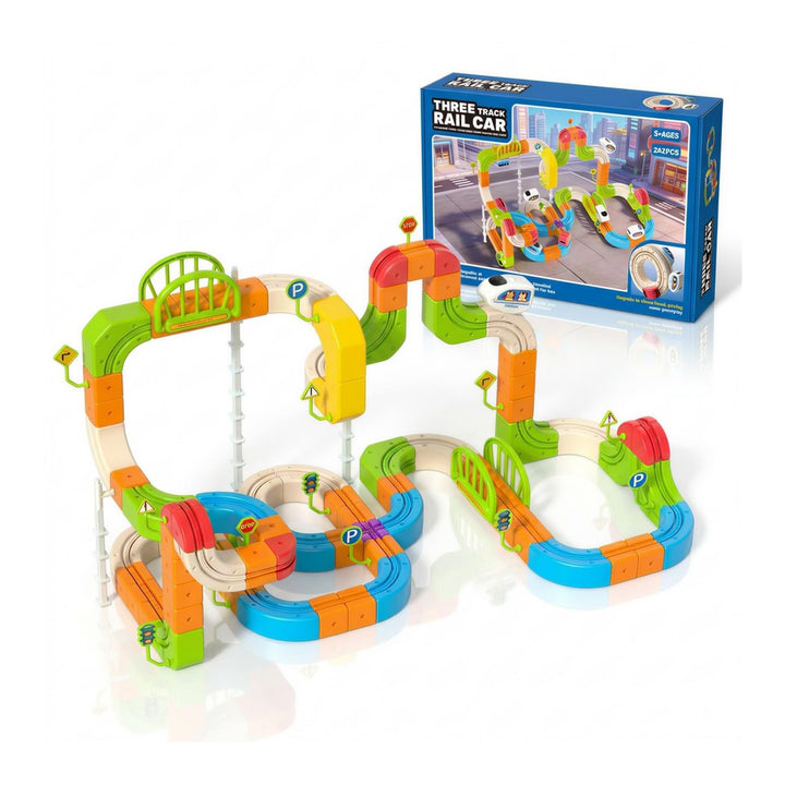 Eisenbahn Kinder Elektrisch 242 Teile Upgrade 3 Schienen 3D Cube Track Anti Schwerkraft Rennbahn Zug