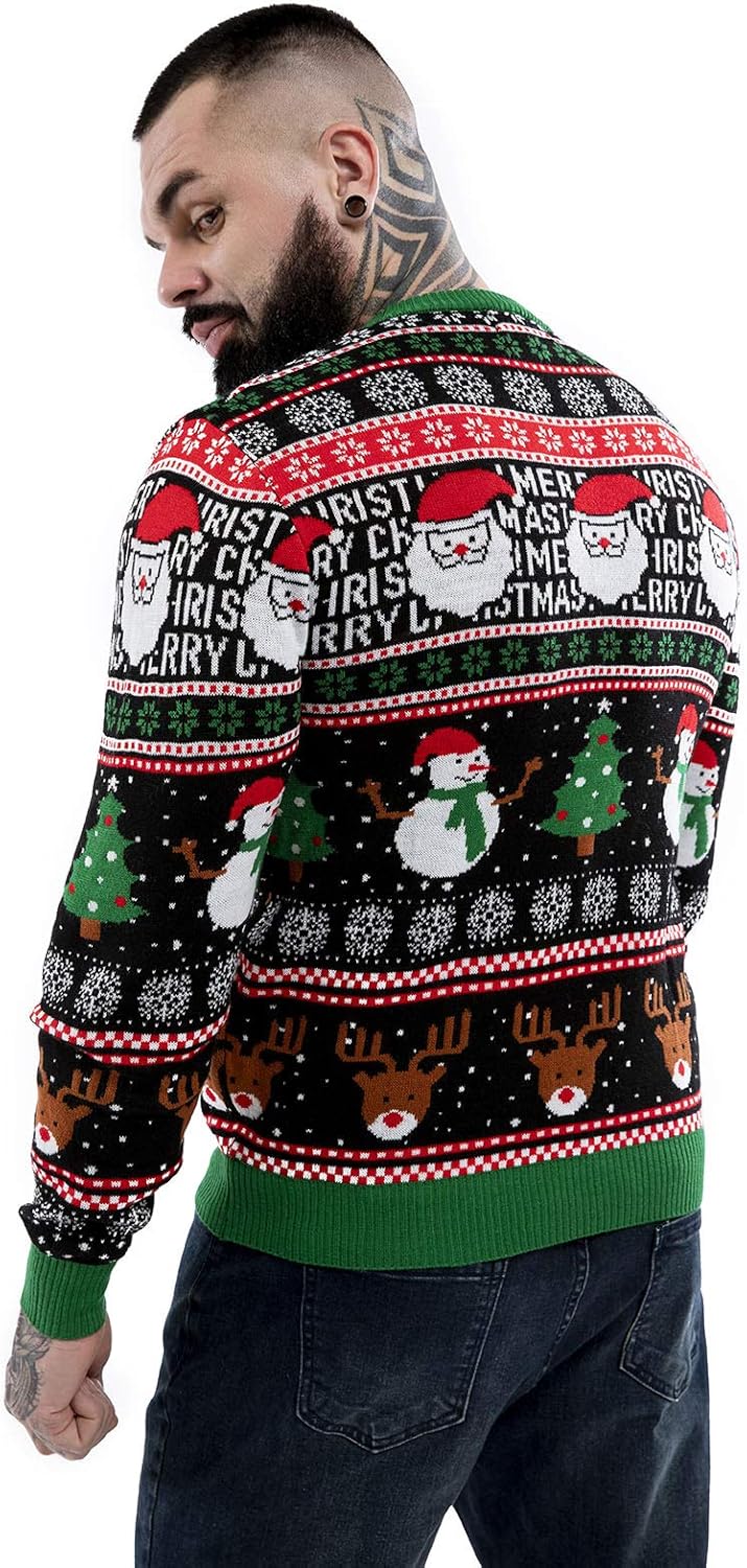 U LOOK UGLY TODAY Unisex Herren Damen Weihnachtspullover LED Licht Lustig Sweater Pulli Hässlich Xma