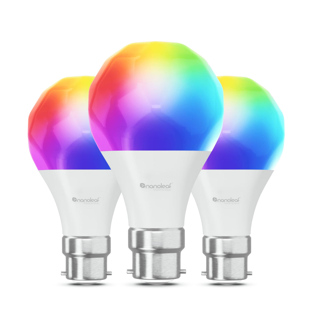 Nanoleaf Matter Essentials Glühbirne, 3 Smarten RGBW B22 LED Lampen - Matter über Thread, Bluetooth
