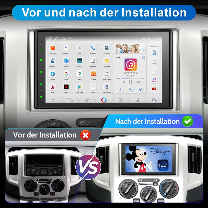 DAB Autoradio mit Bildschirm Android Doppel Din Radio Wireless Carplay Android Auto, 8-Core 2G+32G 7