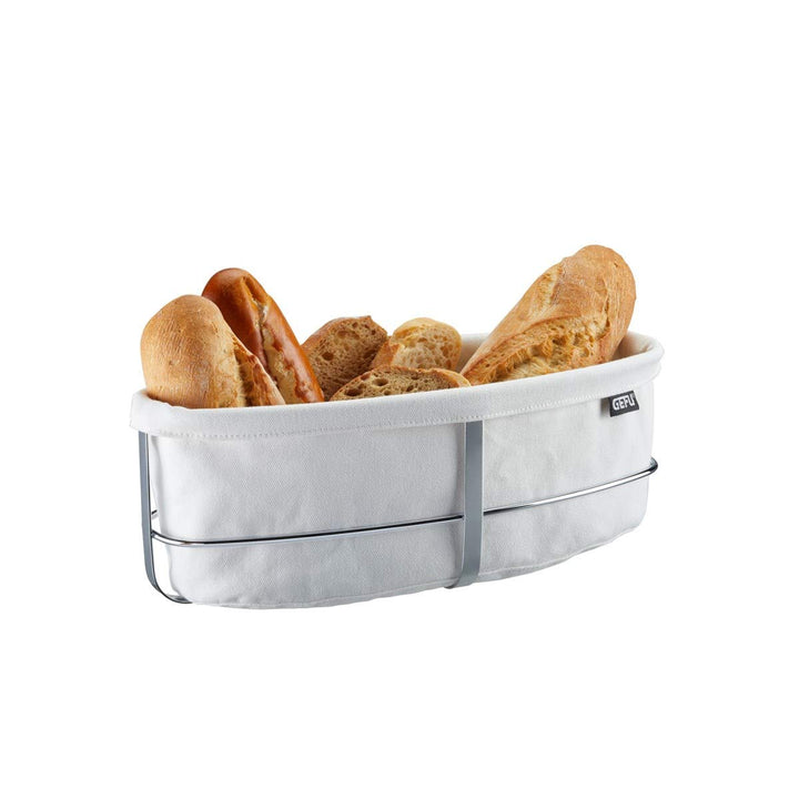 GEFU Brotkorb BRUNCH Oval Weiss - Edelstahl Brötchenkorb für den