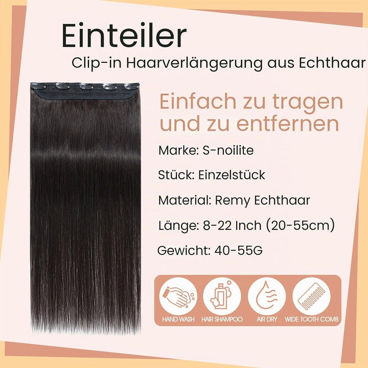 Clip In Extensions Echthaar Light Natürliches Schwarz Real human hair 1 pieces 5 clips Haarverlänger