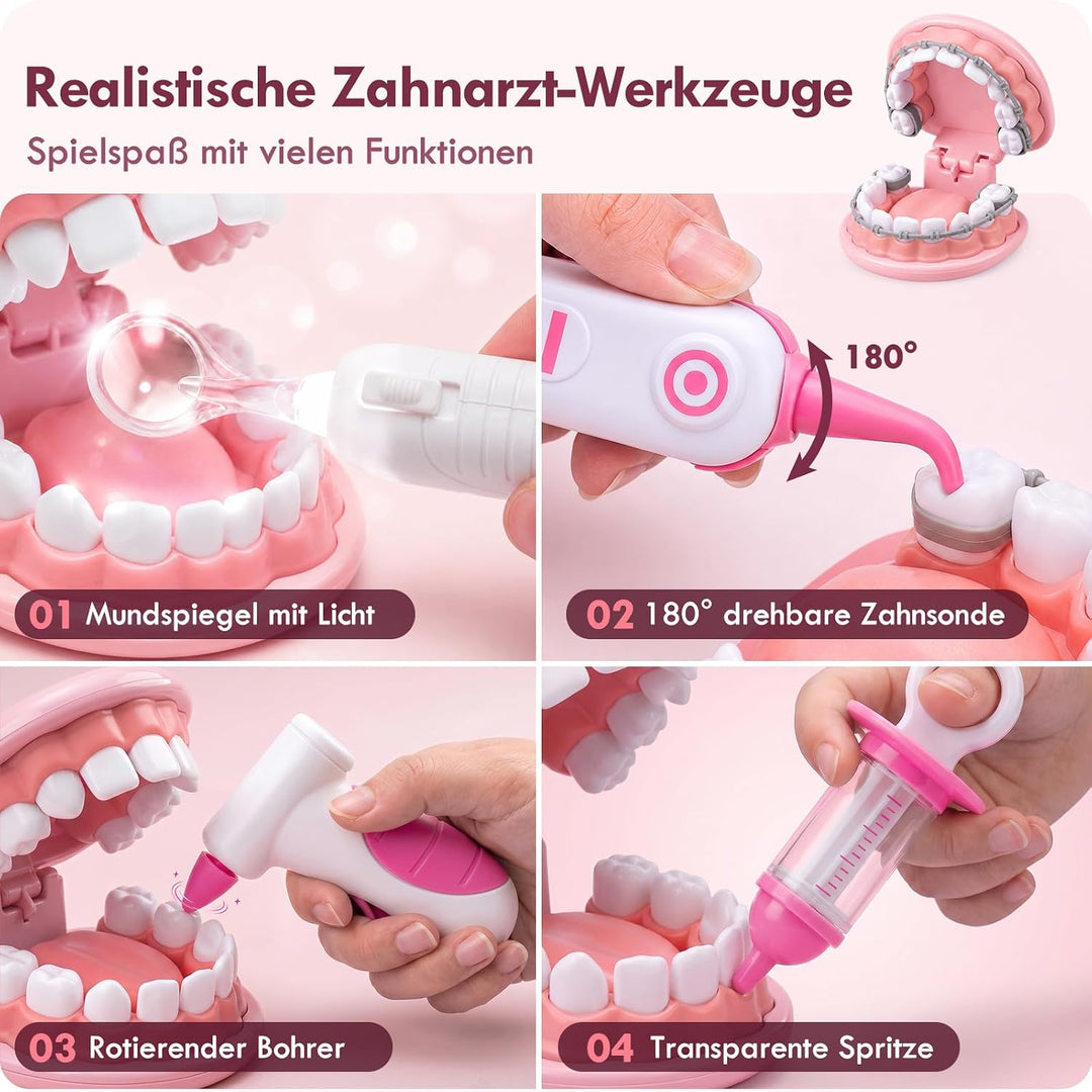 Lehoo Castle Arztkoffer Kinder ab 3 Jahre, Zahnarzt Spielzeug, Doktorkoffer, Rollenspiel für Kinder