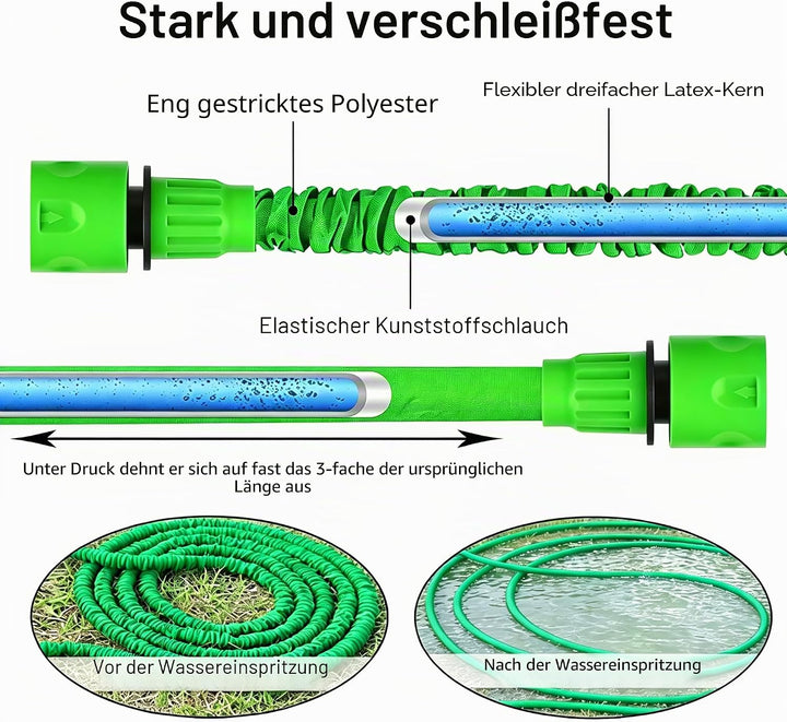 CLMCL 30m/100ft erweiterbare Gartenschlauchrohre, erweiterbarer Gartenschlauch, flexible Stretch-Was