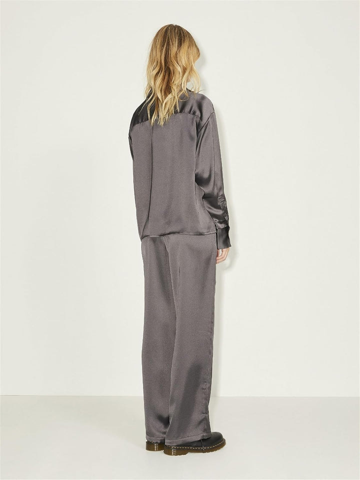 JJXX Damen Jxeva Ls Comfort Satin Shirt Noos Bluse S Asphalt, S Asphalt