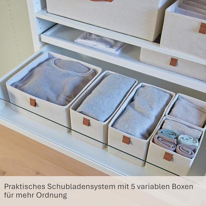LOVE IT STORE IT Premium Aufbewahrungskorb 5-teilig - Schrank Organizer aus Leinen-Baumwoll-Mix - Ve