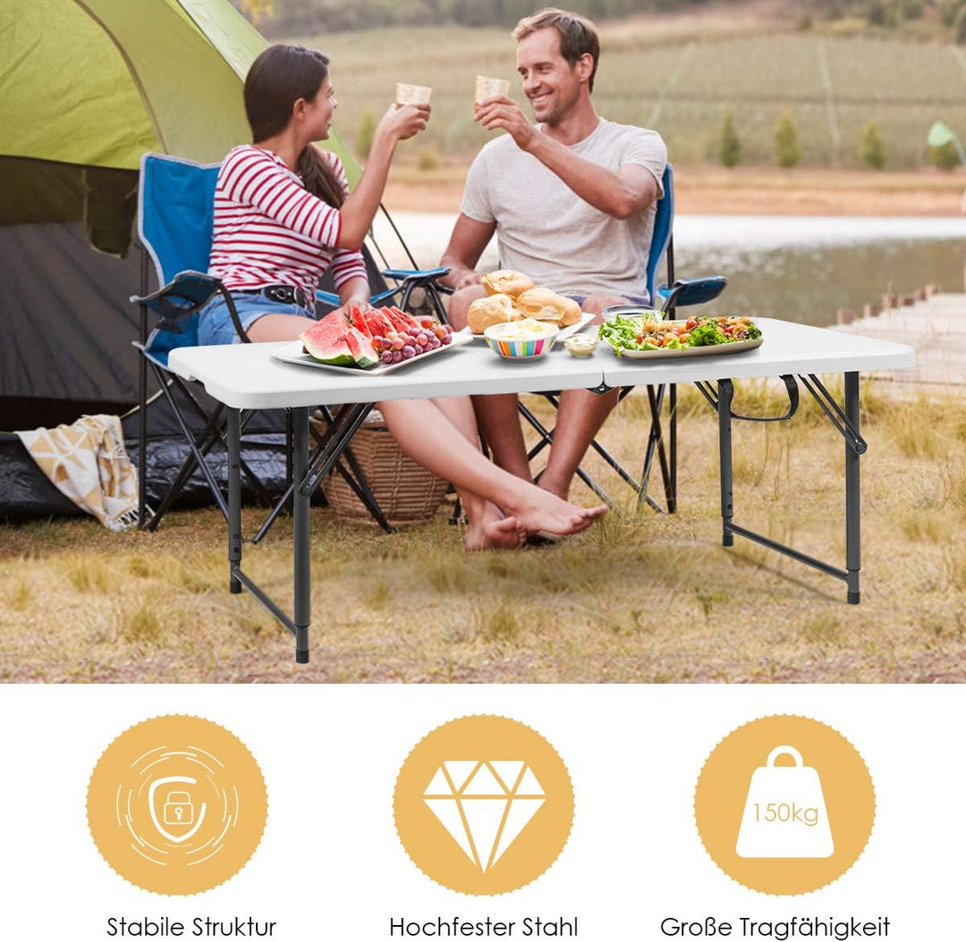 RELAX4LIFE Klapptisch mit Tragegriff, Falttisch, Campingtisch kalppbar, Gartentisch belastbar bis 15