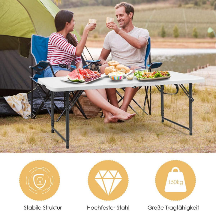 RELAX4LIFE Klapptisch mit Tragegriff, Falttisch, Campingtisch kalppbar, Gartentisch belastbar bis 15