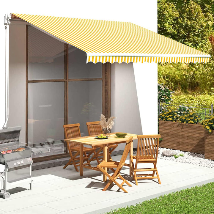 Goliraya Markisenbespannung Sonnenschutz Markisenstoff Markisentuch Markise Gelb und Weiss 4x3,5 m O