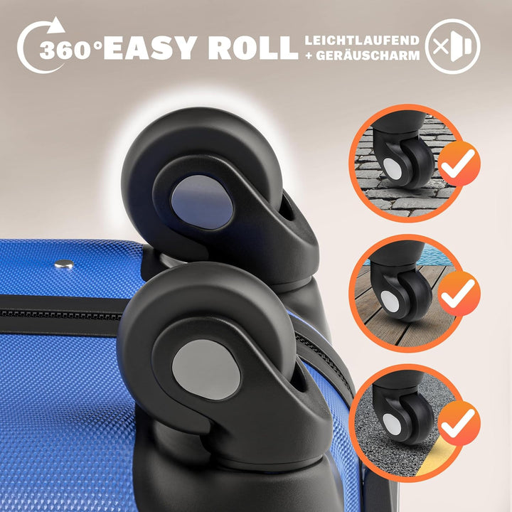 Monzana® Koffer Baseline Handgepäck ABS Hard Case Gehäuse gummierte Rollen Teleskopgriff Zahlenschlo