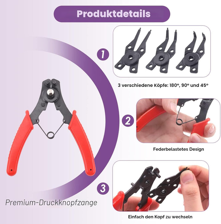 Swpeet 262 Stück 4-in-1 Sprengringzange mit 6 Grössen 4 mm bis 30 mm Legierung Stahl Aussen-Halterun