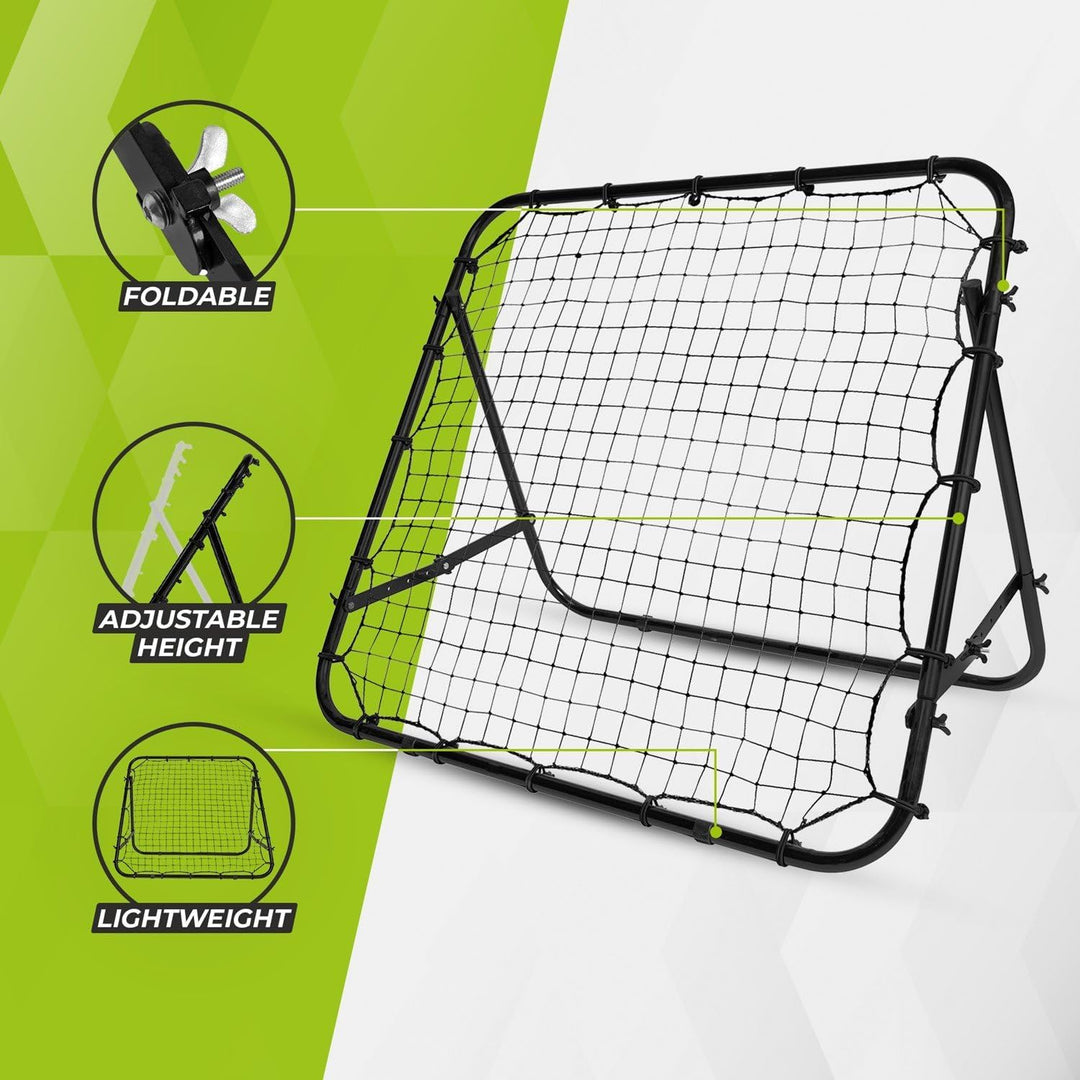 Virtufit Verstellbarer Fussball-Rebounder Pro - Kickback - Tchouck - 84 x 84 cm / 100 x 100 cm / 124