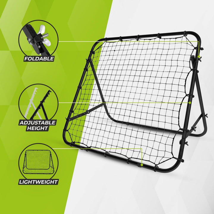 Virtufit Verstellbarer Fussball-Rebounder Pro - Kickback - Tchouck - 84 x 84 cm / 100 x 100 cm / 124
