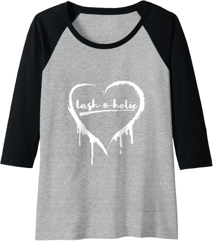 Damen Lustiges Lashoholic Herz MUA Beauty Wimpern Make Up Artist Raglan