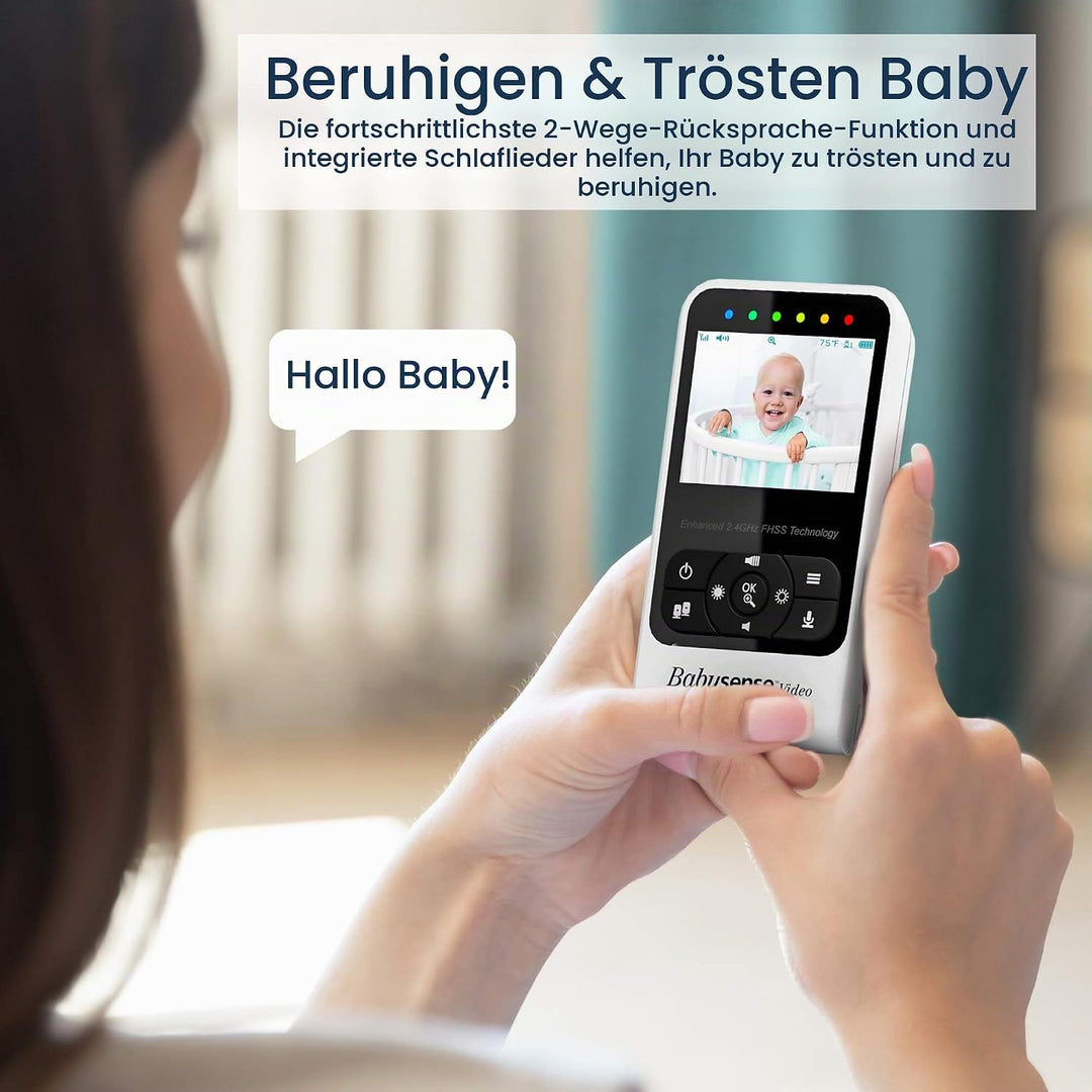 Babysense Video-Babyphone Zwei Kameras und Audio, Grosser Reichweite, Anzeige der Raumtemperatur, Na