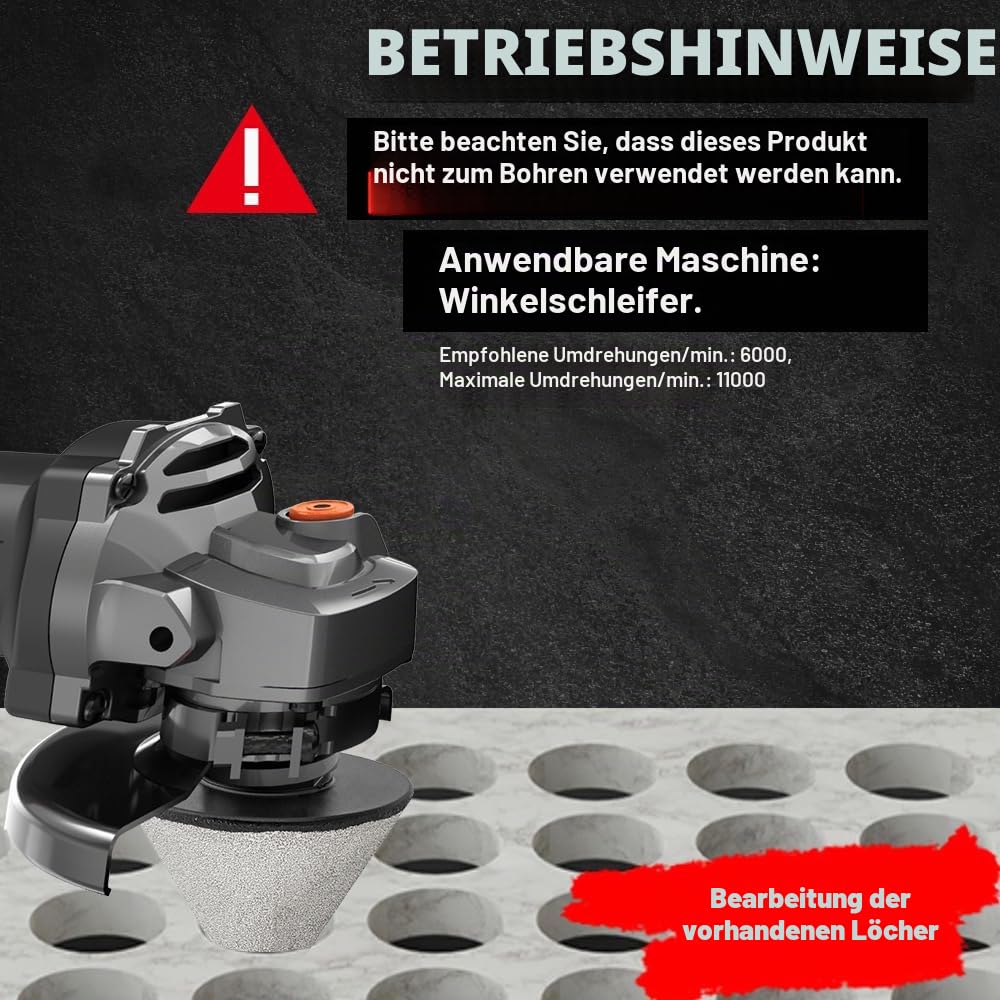 DT-DIATOOL Diamant abschrägende Fase Bohrer zum Vergrössern Beschneiden Formung Löcher für feinstein