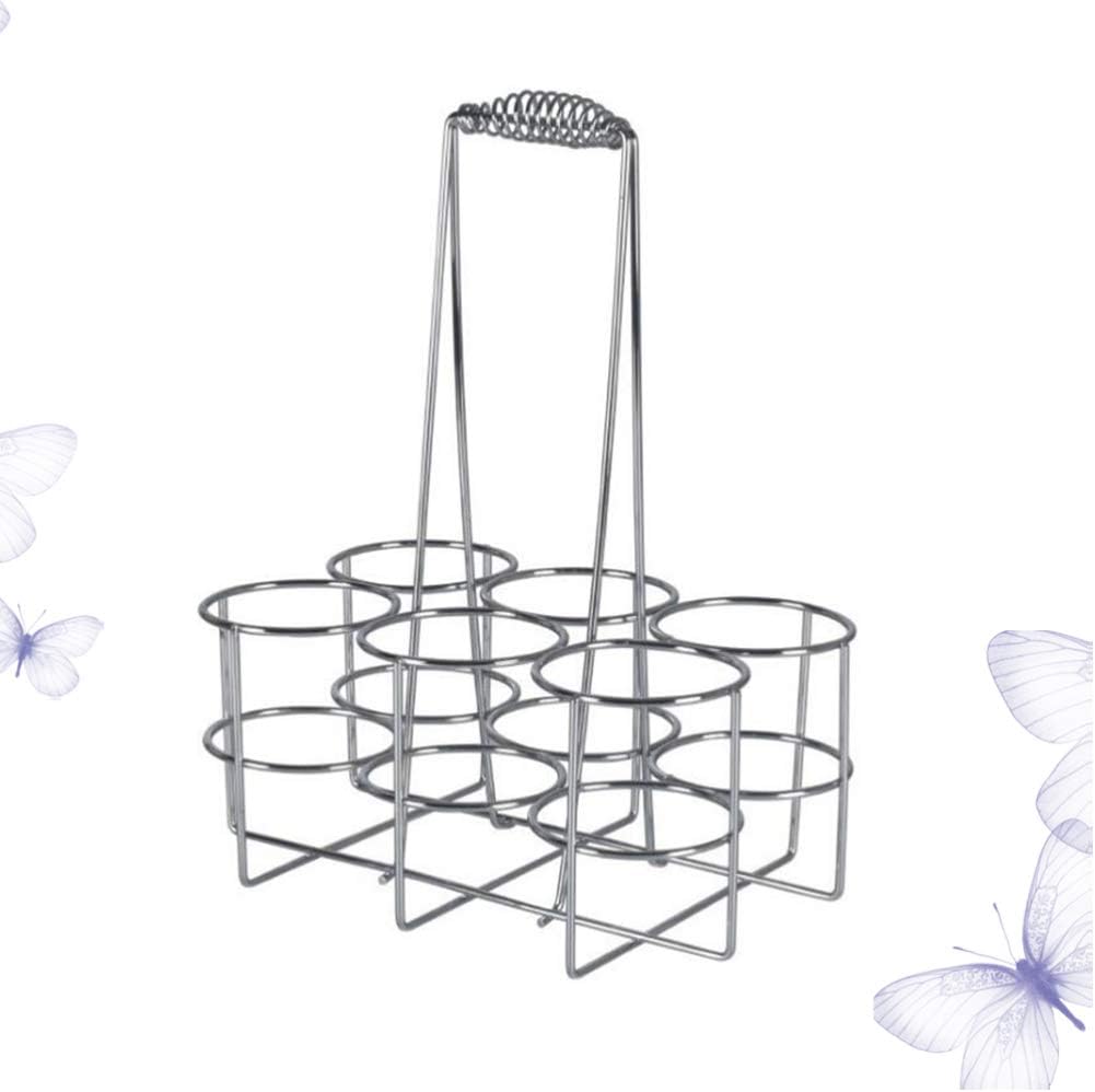 HEMOTON Metall Flaschenträger Mit Griff 6 Fächer Bierträger Für Flaschenkorb 9X9X6 Zoll Robuster Get