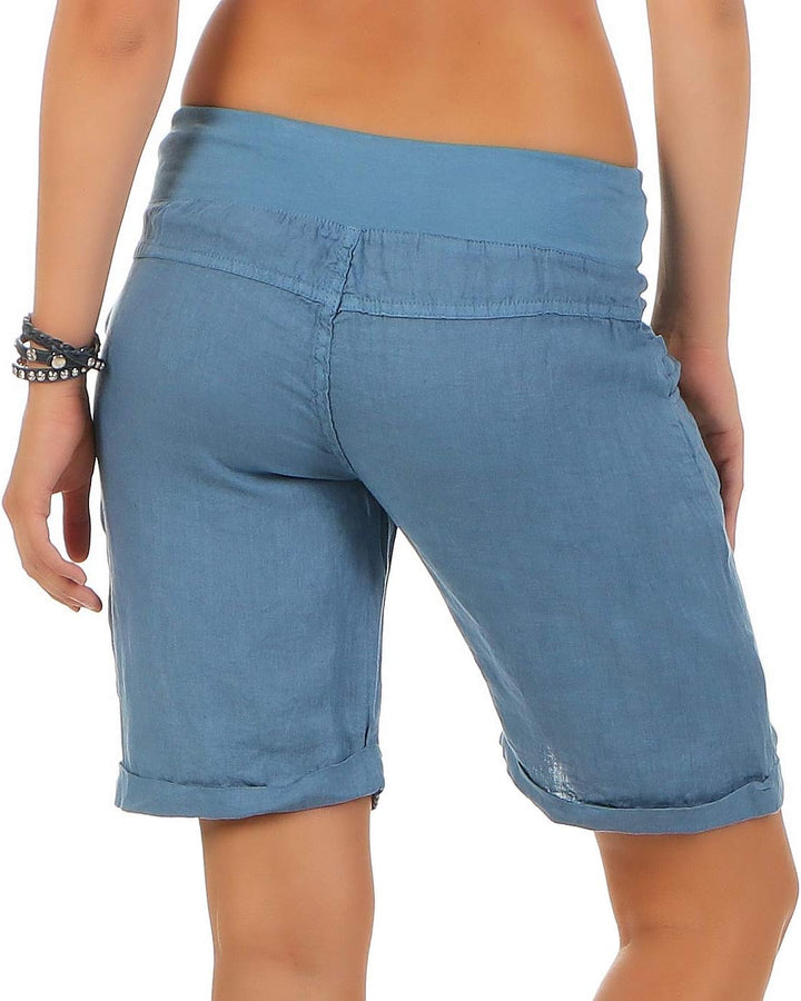 Malito Damen Bermuda aus Leinen - lässige Kurze Hose - Shorts für den Strand - leichte Pants - Hotpa
