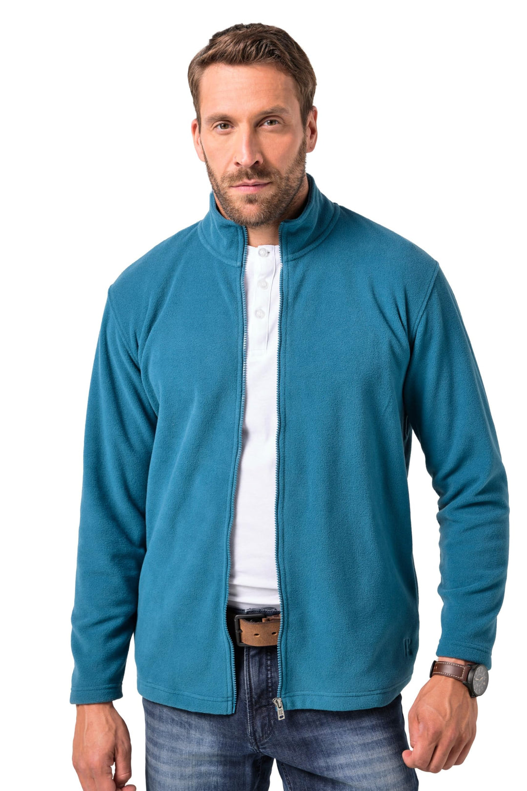 JP 1880 Herren grosse Grössen Übergrössen Menswear L-8XL Fleecejacke, Outdoor, Stehkragen, Zipp-Pock