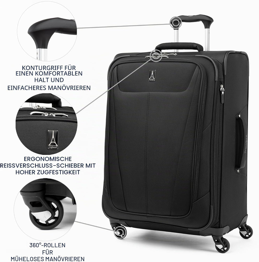 Travelpro Maxlite 5 Spinner-Koffer, erweiterbar, 63,5 cm, Schwarz, Checked-Medium 25-Inch, Maxlite 5