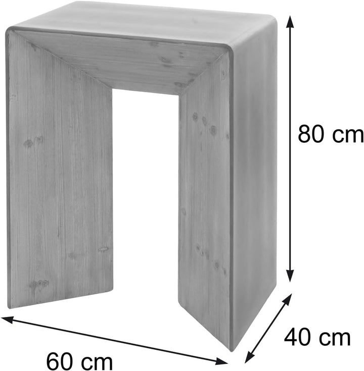 Konsolentisch HWC-L76, Telefontisch Beistelltisch Tisch, Industrial Massiv-Holz MVG, 80x60x40cm Natu