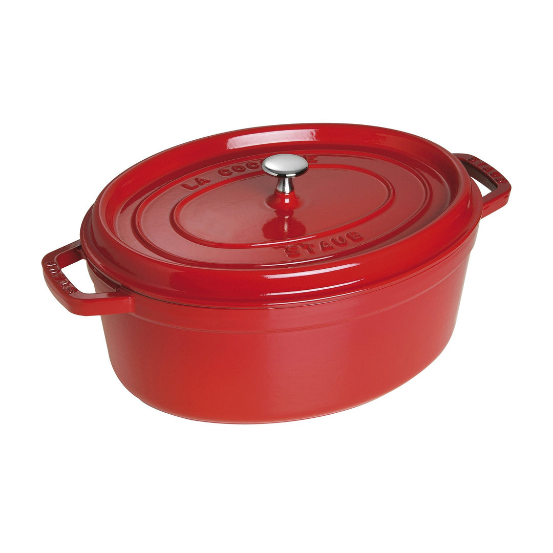 STAUB Gusseisen Bräter/Cocotte, Oval 33 cm, 6,7 L, Aromaregen Funktion, Für alle Herdarten geeignet,