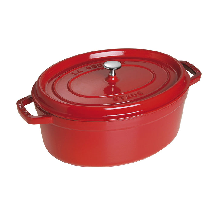STAUB Gusseisen Bräter/Cocotte, Oval 33 cm, 6,7 L, Aromaregen Funktion, Für alle Herdarten geeignet,