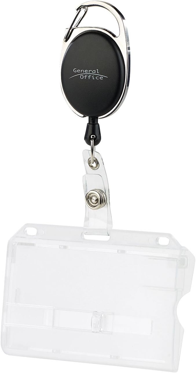 General Office Ausweis-Hülle: 50er-Set Ausweishüllen aus Hartplastik, 60-cm-Jojo-Befestigungs-Clip (