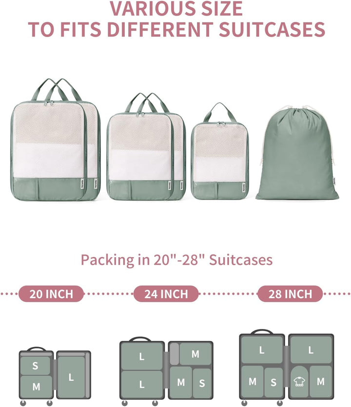Narwey Koffer Organizer Set, Compression Packing Cubes Backpack, Kompression Packwürfel Rucksack and