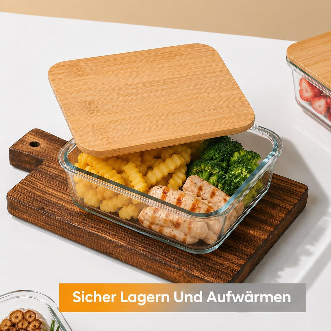 PZASupply Meal Prep Glas Lebensmittel Frischhaltedosen 3er Set - Umweltfreundliche Aufschnittbox Gla