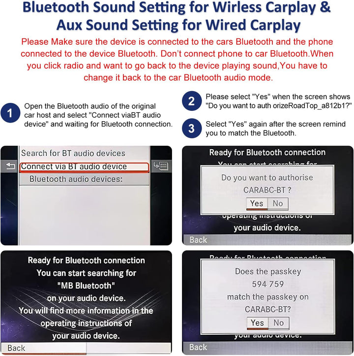 Road Top Wireless Carplay Adapter für Mercedes Benz C/E/CLA/GLA/GLK/CLS/ML/GL/GLK/SLK mit NTG4.5 201