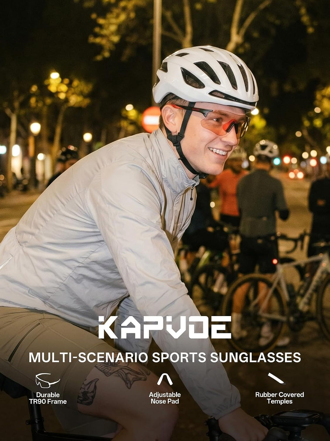 KAPVOE Fahrradbrille Selbsttönend Herren Damen 26g Ultraleicht Schnelle Brille MTB Radfahren Radbril