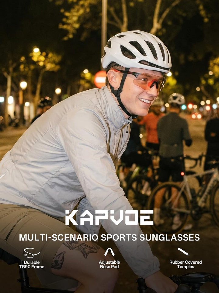 KAPVOE Fahrradbrille Selbsttönend Herren Damen 26g Ultraleicht Schnelle Brille MTB Radfahren Radbril