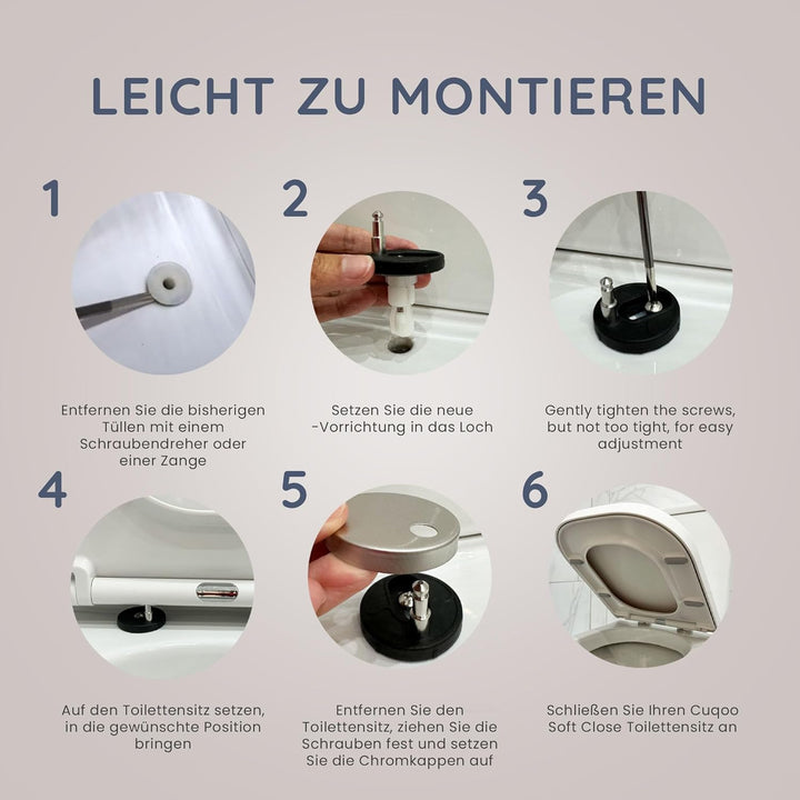 CUQOO Toilettensitz mit Absenkautomatik, quadratisch, hochwertiger robuster Toilettensitz mit Schnel