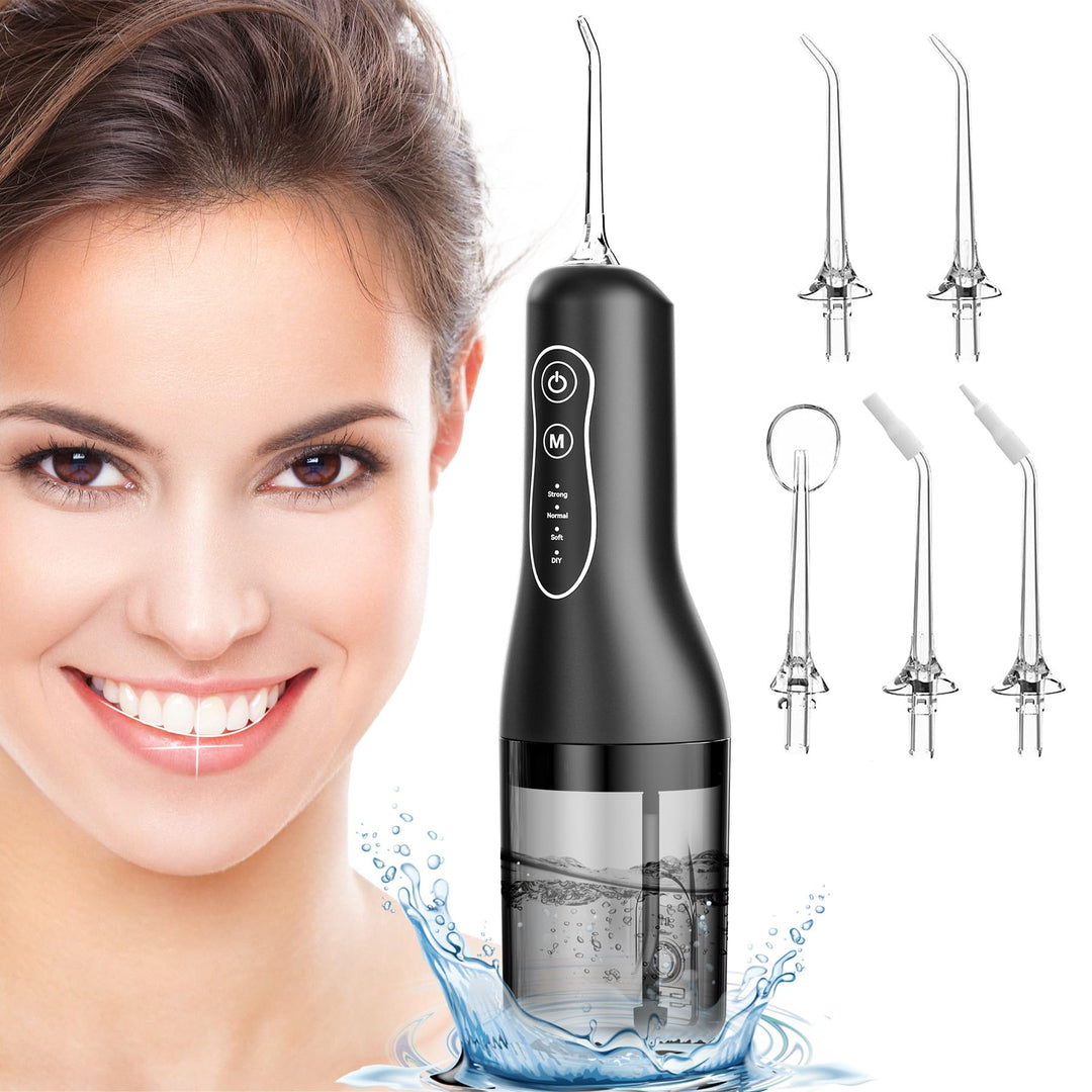 ETROBOT Munddusche Kabellos, 2024 Elektrisch Water Flosser, 5 Modi & 6 Düsen, 350ML(Vergrösserter) Z