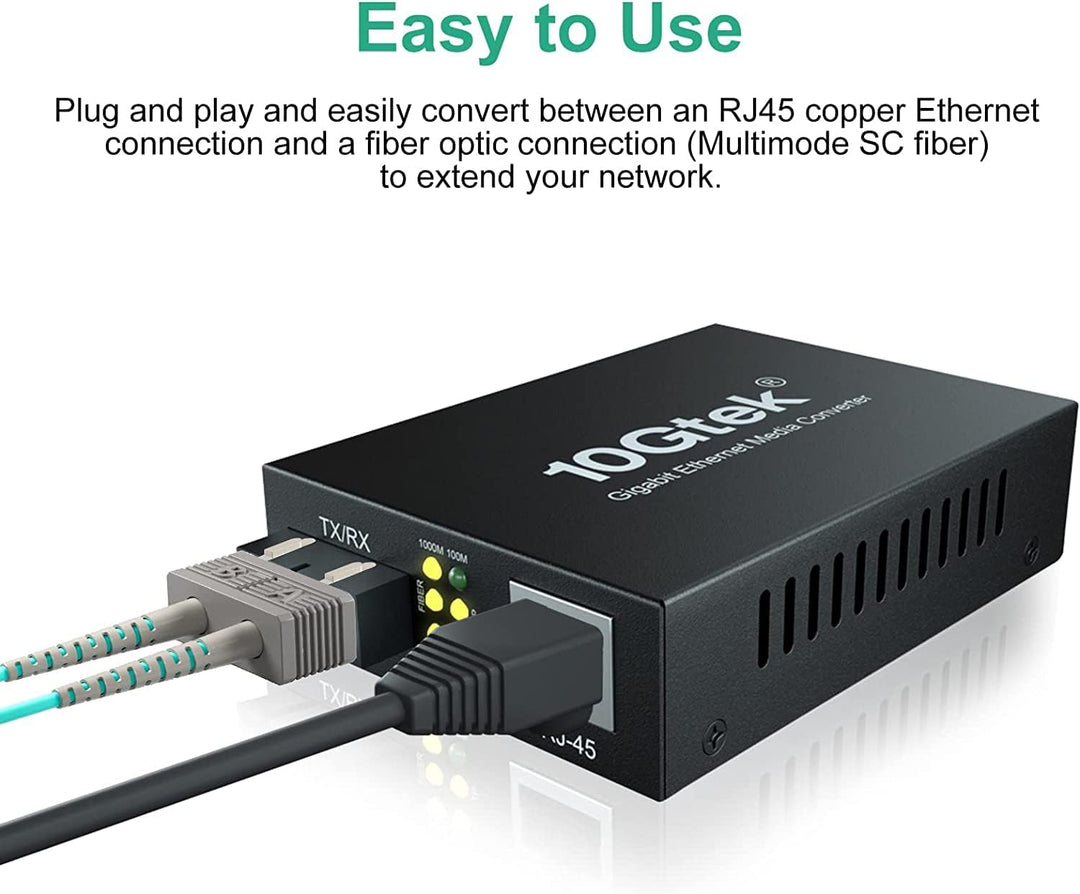 Gigabit Ethernet Medienkonverter LWL, Glasfaser Multimode SC Media Convertor mit 1Gb SFP SX Transcei
