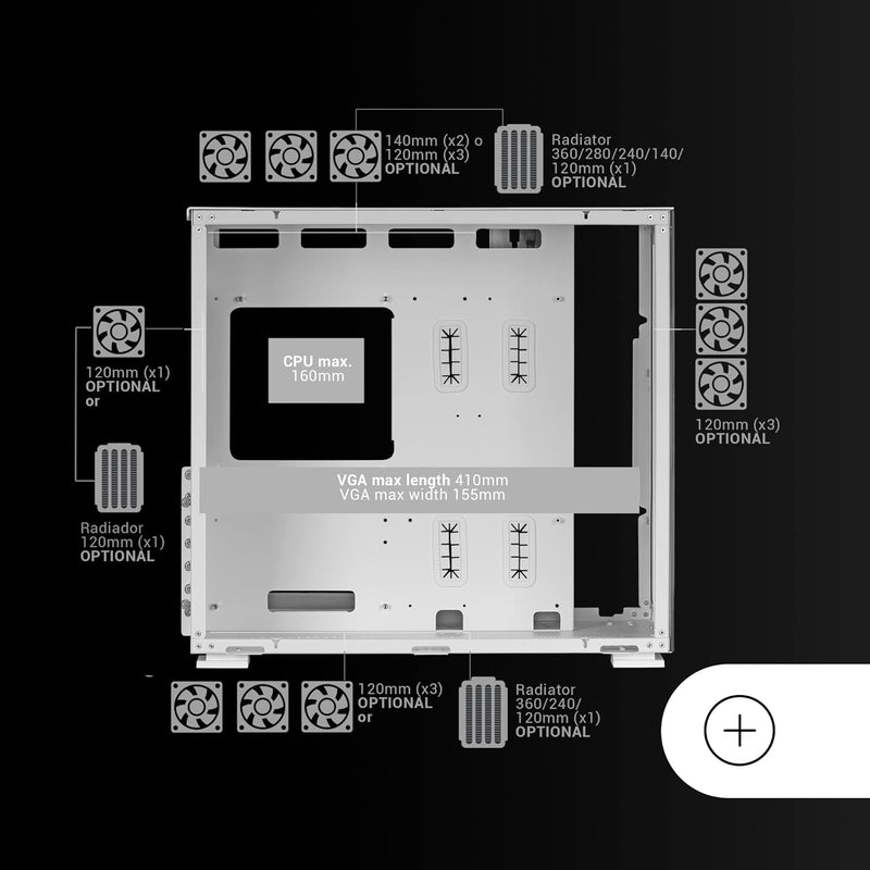 Mars Gaming MC-NOVA, Custom XXL E-ATX Gaming Tower, Luft- und Raumfahrt-Aluminium, Full Dual Window